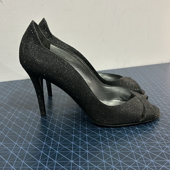 Stuart  Weitzman Shimmer Peep Toe Sparkle Heel - Picture 2 of 9
